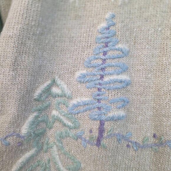 Koret Green Fair Isle Tree Design Angora Medium Sweater Vintage Deadstock - Picture 5 of 10